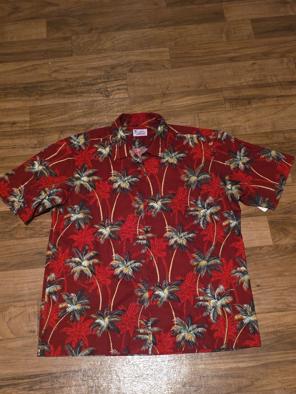 Novelty Red Palm-Print Hawaiian Shirt - Unknown Brand